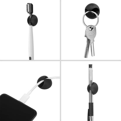 Flezoo Cord Holder Cable Clips, 12PCS Black Adhesive Cord Organizer Charger Holder Wire Management Keeper for Nightstand, Desk, Office or Mouse