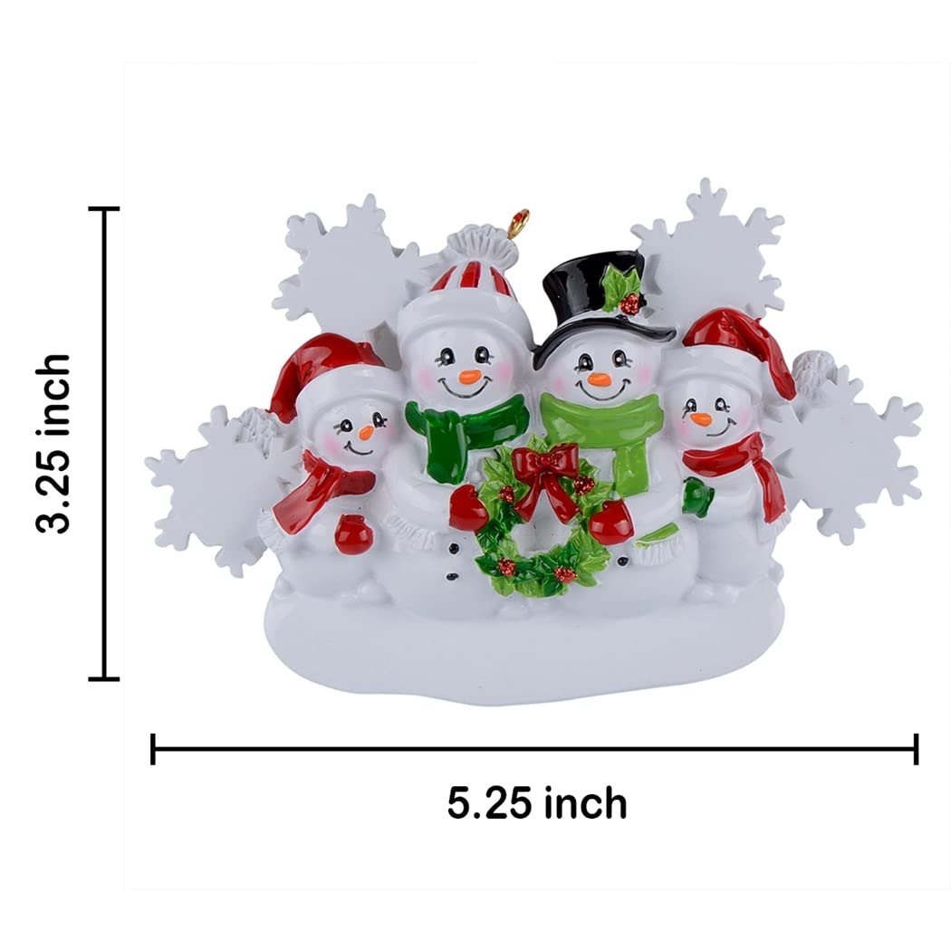 Snowman Family of 4 Personalized Christmas Tree Ornament 2025 Custom Family Keepsake Gift for Grandparents, Parents, Kids, Neighbors
