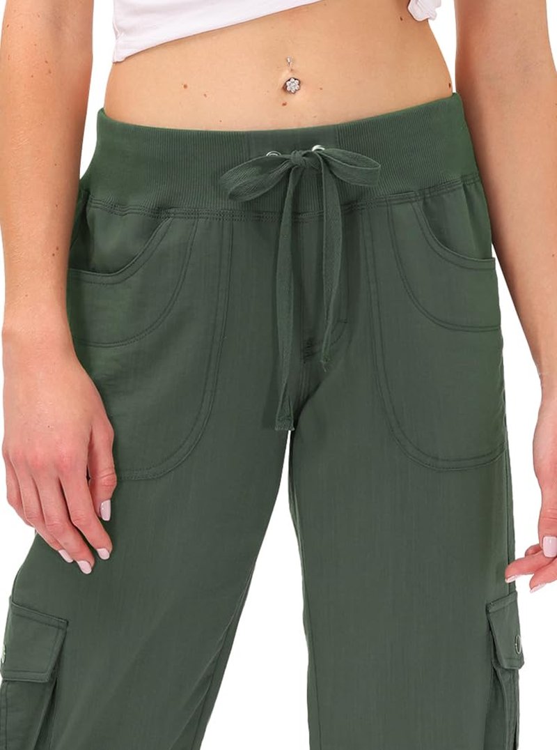 Womens Hiking Cargo Shorts Dry Fit Stretch Athletic Shorts with Pockets Army Green