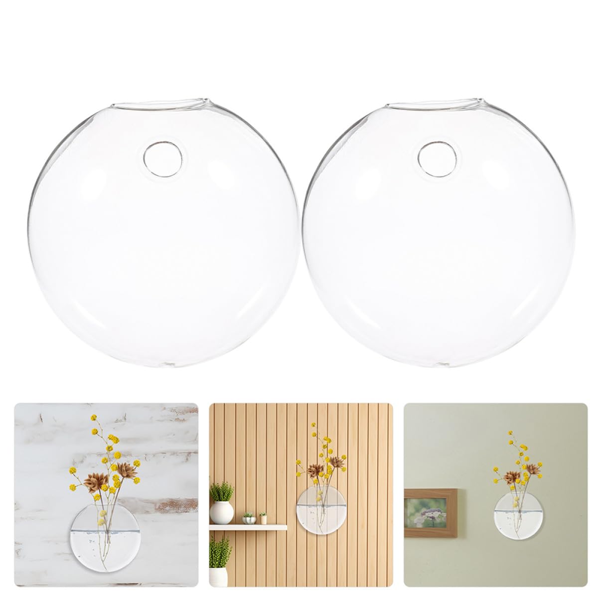 Ipetboom 6pcs Wall Hanging Hydroponic Glass Vases Small Plant Terrariums Indoor Decorative Glass Flower Pots for Home Décor