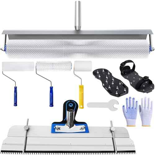 18" and 9" Spiked Roller for Self Leveling Cement, Epoxy Floor Kit, Spiked Shoes for Epoxy Flooring, Paint Roller, Self Leveling Concrete, Leveling Rake