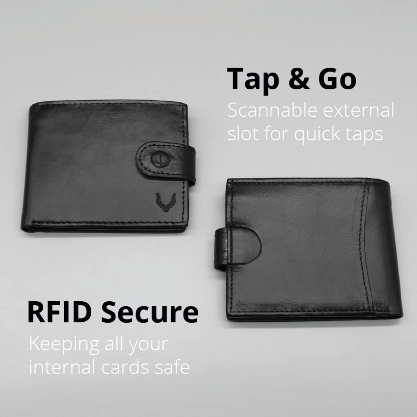 PELLE TORO All-in-One Handmade Mens Wallet with RFID Blocking, Coin Pocket, Fine Leather Card Wallet for Men with 8 Slots and Zip Section, in Wooden Gift Box, Black