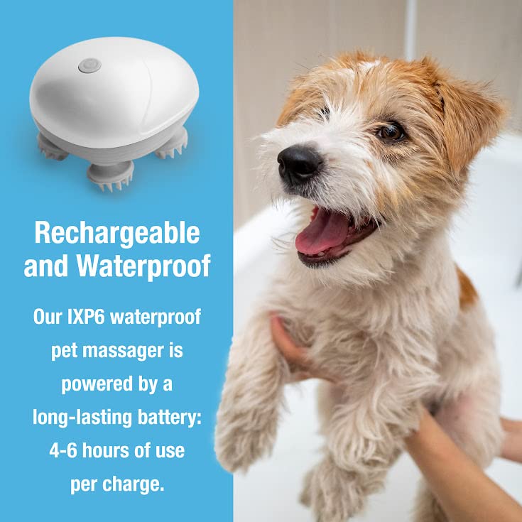 Handheld Pet Massager for Dogs and Cats by Tilcare - Electric Massage Tool - Head and Back Scratcher for Relieving Tension with Four Rotating Massage Heads