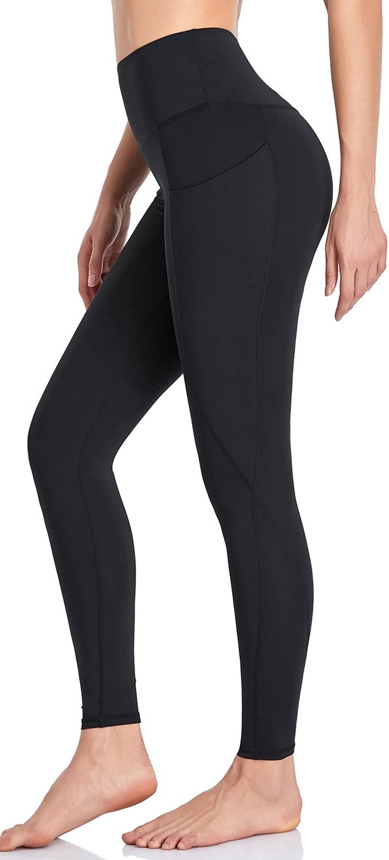 CAMMUR Women's Naked-Feeling High Waisted Leggings, Buttery-Soft Tummy Control Yoga Pants with Pockets for Workouts - 7/8 Black