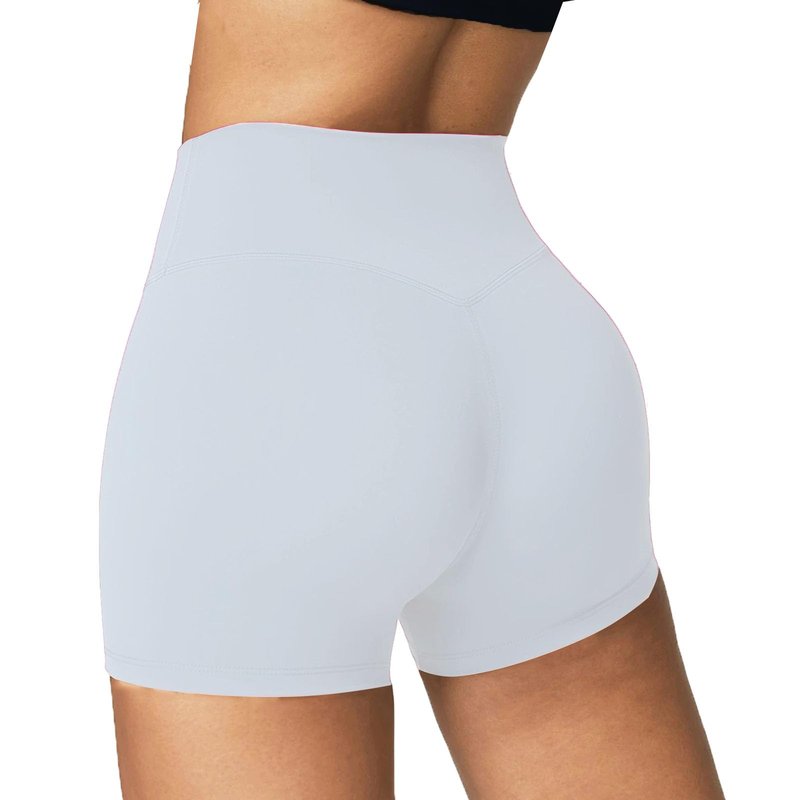 YIZAO High Waisted Biker Shorts for Women-5" Tummy Control Fitness Athletic Workout Running Yoga Gym Shorts White