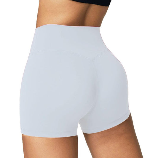YIZAO High Waisted Biker Shorts for Women-5" Tummy Control Fitness Athletic Workout Running Yoga Gym Shorts White
