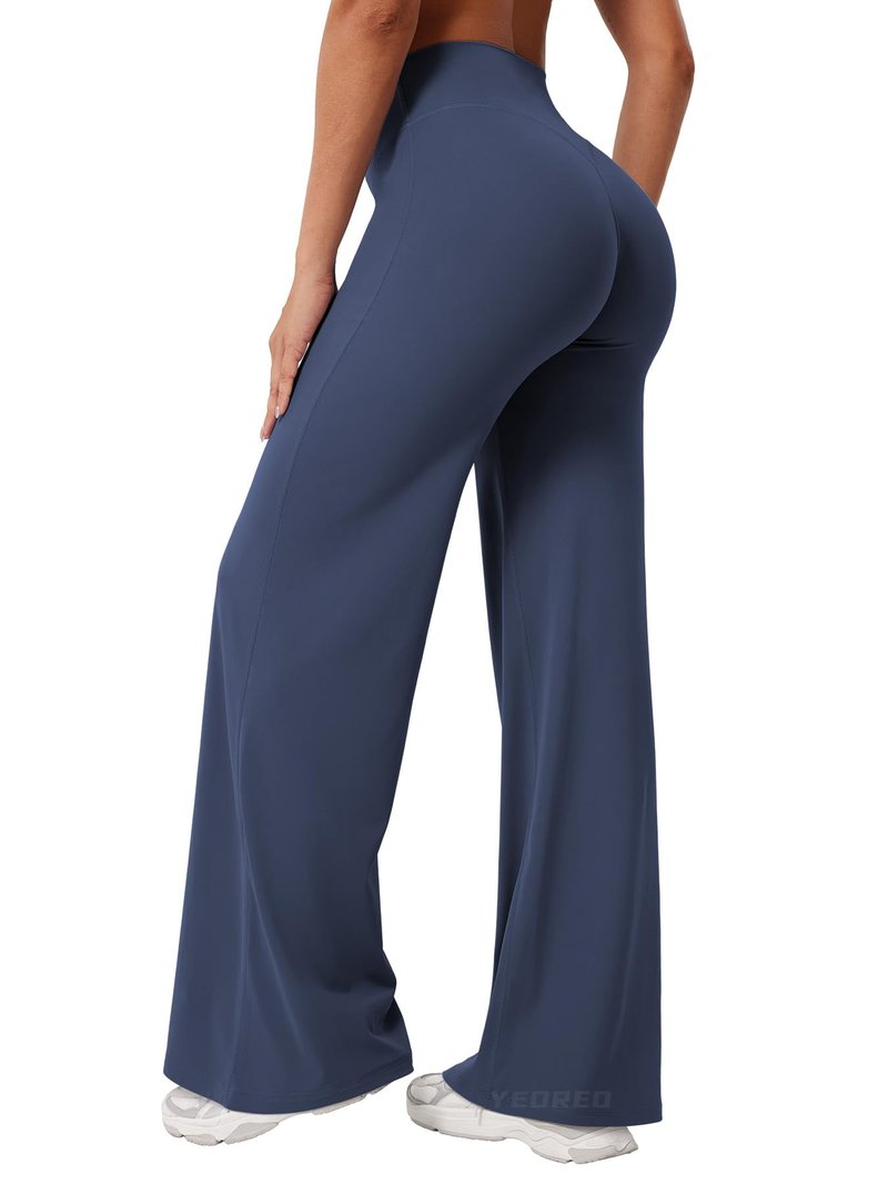 YEOREO Workout Leggings Womens No Front Seam Straight Leggings 31.5" High Waist Buttery Eddiy Gym Yoga Pants Navy Blue XL