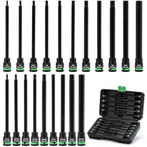 3/8" Drive Long Impact Hex Bit Socket Set, Allen Bit Sockets, 20PCS Allen Wrench Socket, SAE (1/8"-7/16¡±) and Metric (3MM-12MM), 6" Long CR-V & S2 Alloy Steel Hex Key Set
