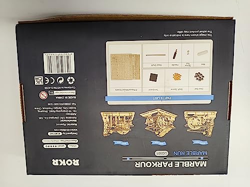 ROKR Hand Cranked Marble Run Wooden Model Kits Assembly 3D Wooden Puzzle Mechanical Model Kits with Balls for Teens and Adults(Waterwheel Coaster)