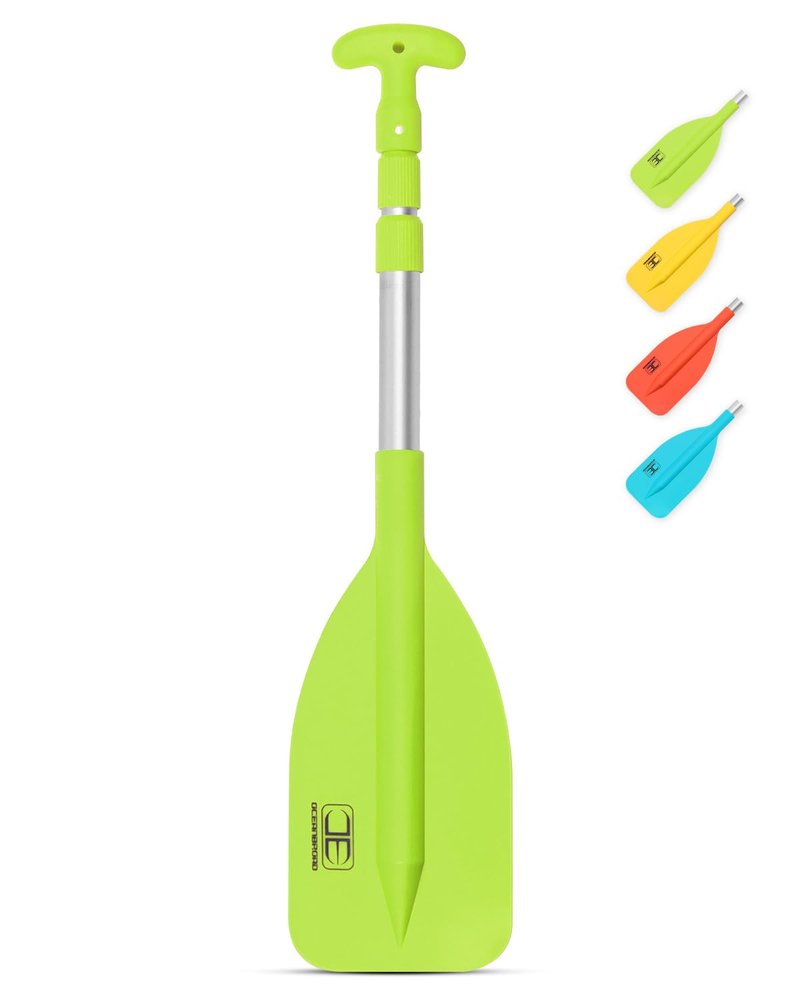 OCEANBROAD Telescoping Emergency Paddle 21''-42''（Assembling Required） Collapsible Paddles Aluminium Shaft for Kayaking Boating Canoeing River Tubing, Green, 2 Paddles