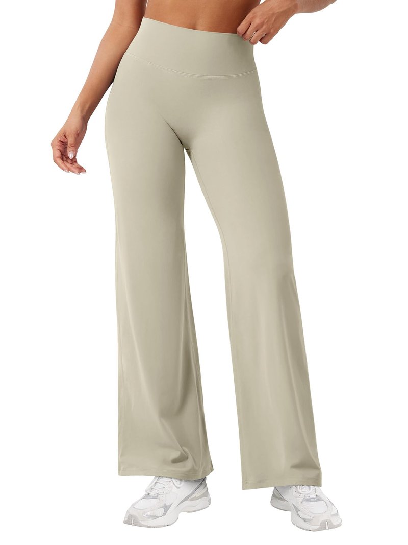 YEOREO Workout Leggings Womens No Front Seam Straight Leggings 29" High Waist Buttery Eddiy Gym Yoga Pants Light Sand M