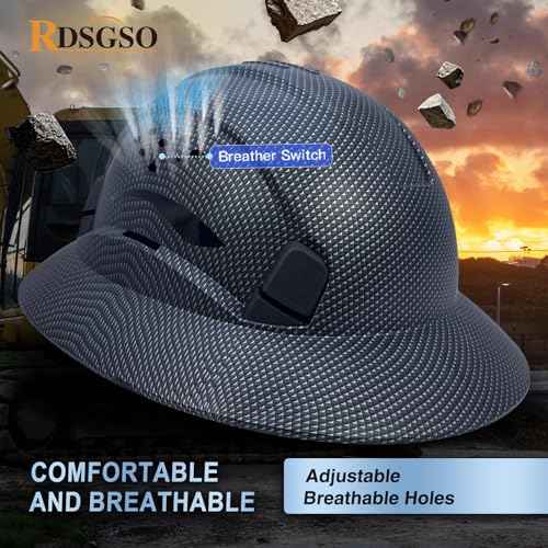 Full Brim Hard Hat Vented Construction Safety Helmet Industrial Work Hardhat for Workers 6 Point Adjustable Ratchet Suspension OSHA Approved