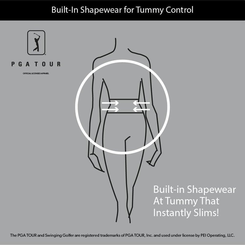 PGA TOUR Women's Tummy Control Pull-on Waistband Golf Pants, Caviar Black, Medium