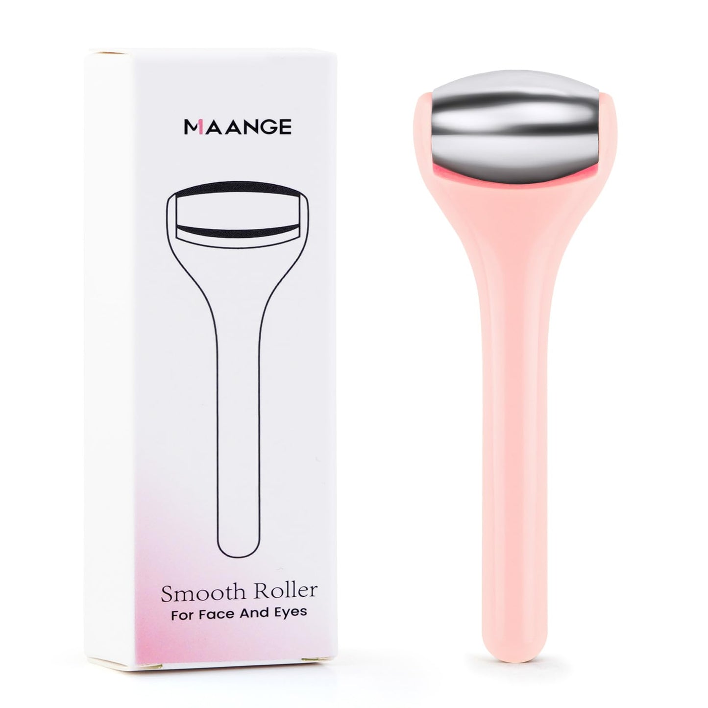 Ice Roller for Face and Eye 2 Pcs,Face Roller Skin Care for Puffiness,Migraine,Pain Relief,Eye Roller For Puffy Eyes Dark Circles,Stainless Steel Facial Roller (Pink)