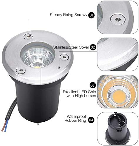 Junview 10Pack Landscape Lights - 6W LED Well Lights 12V-24V IP67 Waterproof Low Voltage Landscape Lighting for Driveway, Deck, Steps, Garden (Warm White)