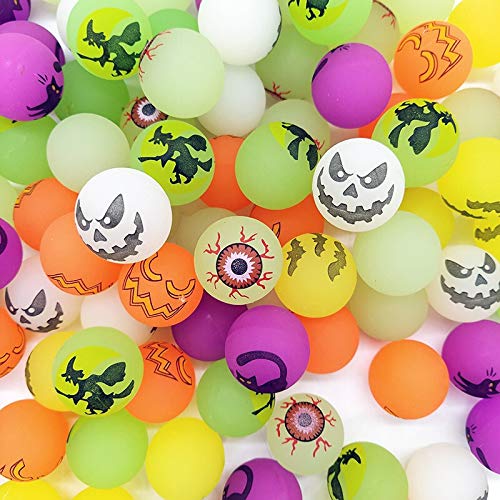 Taocco 72 Pieces Halloween Bouncing Balls,6 Halloween Theme Designs Glow in The Dark Bouncy Toys Balls,Halloween Party Favor Supplies,School Classroom Game Rewards,Trick or Treat Party Bag Filler