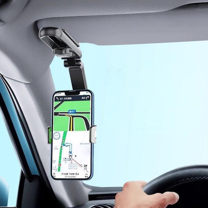 Cell Phone Holder for Car Sun Visor, Mount Clip for Car Cellphone 360° Rearview Phone Holder for Car Perfectly for-Black