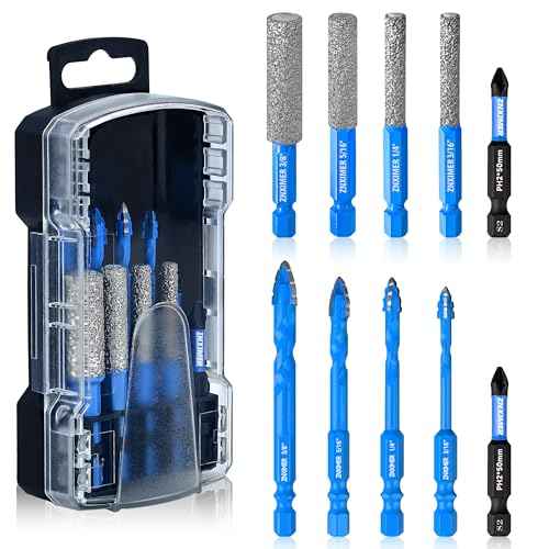 Diamond Drill Bits Set for Ceramic, Porcelain, Glass, Marble, Tile, Granite, Stone and More - 10pcs Tile Drill Bits for Efficient, Precise Drilling and Milling