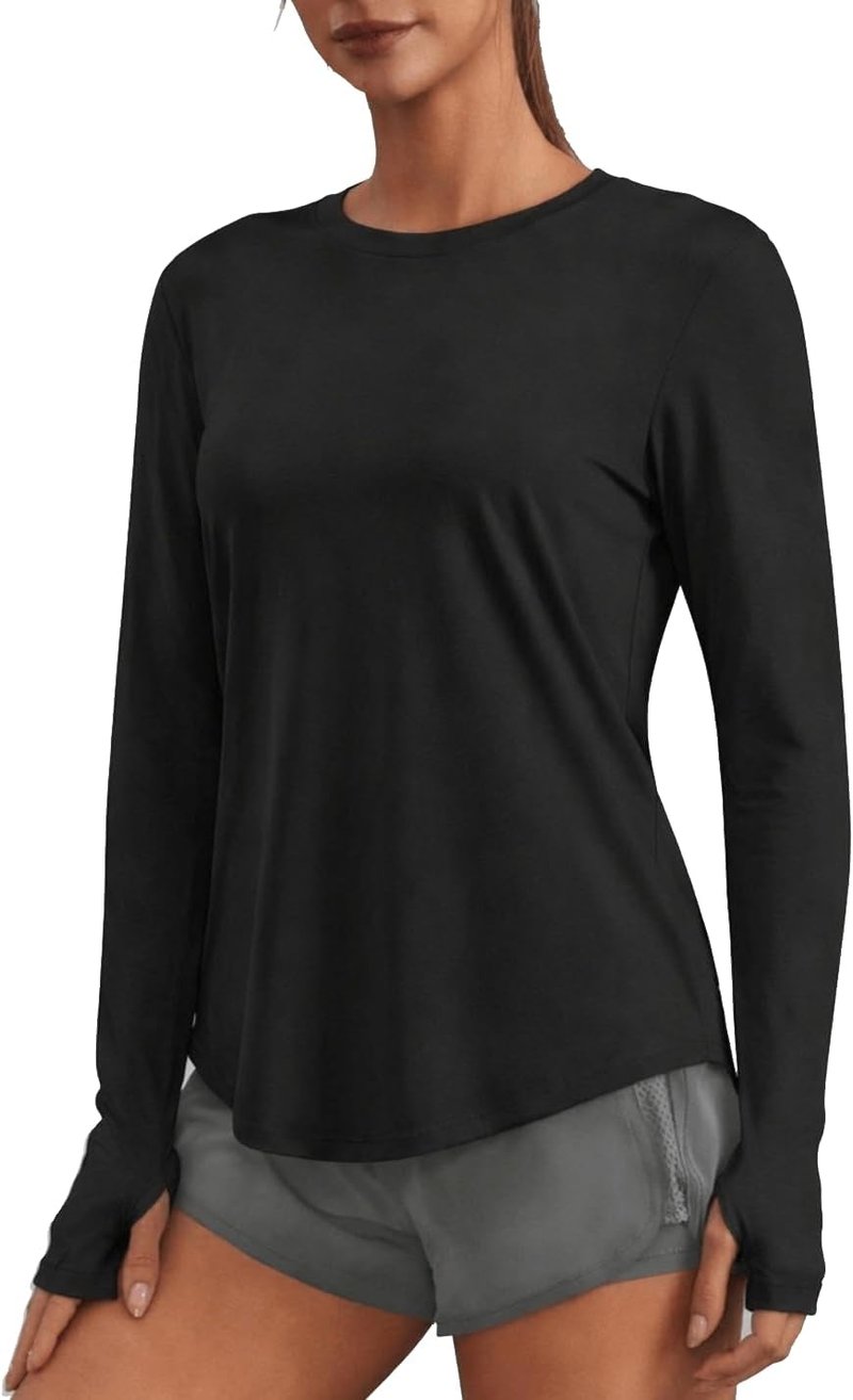Soft Workout Tops for Women - UPF 50+ Sun Protection Quick Dry Running & Hiking Shirt with Thumb Holes