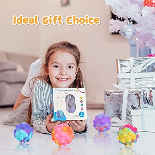 Pop Fidget Toys Bulk Its Ball Toy 4 PCS 3D Stress Balls It Pop Fidgets Pack Christmas Stocking Stuffers for Kids Party Favors Autism Sensory Toys Squeeze Toys for Kids Boys Toddler Adult Stress Relief