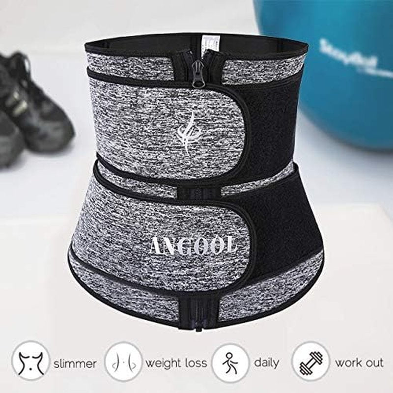 ANGO Sweat Waist Trainer Corset for Women - YKK Zipper Body Shaper Cincher for Weight Loss | Adjustable Fit