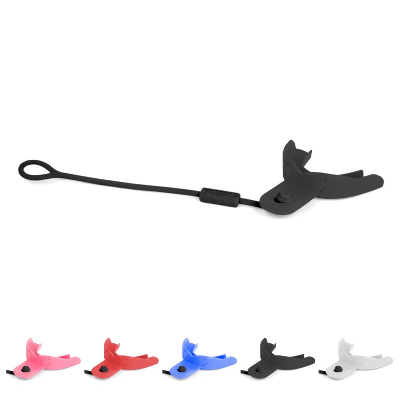 SISU Tether Adult Mouthguard, Charcoal Black - Pre-Formed Protection with Strap for Football, Hockey, Lacrosse, Caged-Helmet Sports - Remoldable Up to 20 Times - Works for Braces - Non Toxic