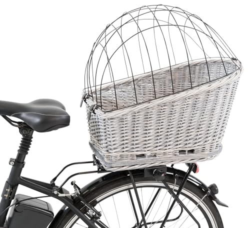 TRIXIE Bicycle Basket With Lattice for Rack, Willow/Metal, 35 x 49 x 55 cm, Grey, 2.259 kg