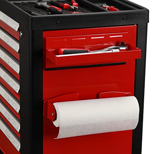 EMENTOL 4PCS Magnetic Tool Shelf Set, Tray, Paper Towel Holder, for Tool Organizer, Magnets Any Metal Surface, Red