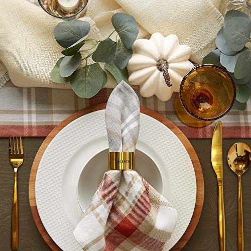 DII Christmas Thanksgiving Holiday Tabletop Décor Collection Decorative Napkin Ring Holder Set, 1.6 Dia x 1.25" Height, Always Grateful Gold, 4 Piece