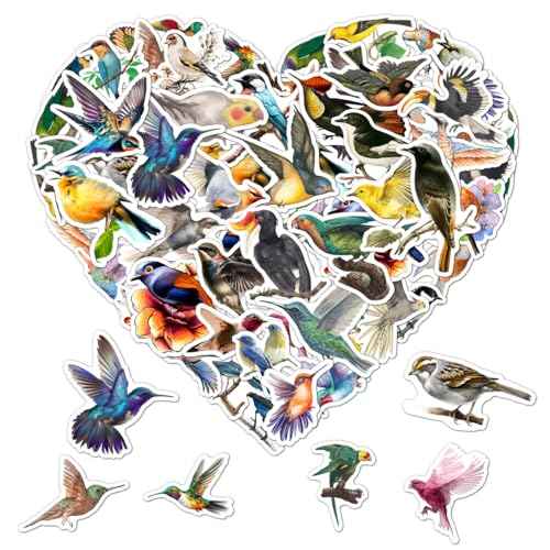 Pack 50 Pcs Cute Animal Bird Stickers for Water Bottles Waterproof Laptop Luggage Computer Scrapbooking Teens Adults Girls Kids Boys Aesthetic Sticker Packs Small Vinyl Decals