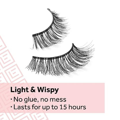 Eylure Press On Pre-Glued False Eyelashes, Wispy Light Texture Lash, No.117, 1 Pair