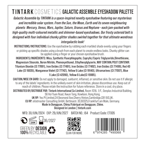 Tintark Galactic Assemble Eyeshadow Palette 14 Colors Glitter Shimmer Metallic Eye Shadow Pallet Blue Galaxy Eye Makeup Palettes Create Space-like Eyes Make up Orange Gifts for Women Girls