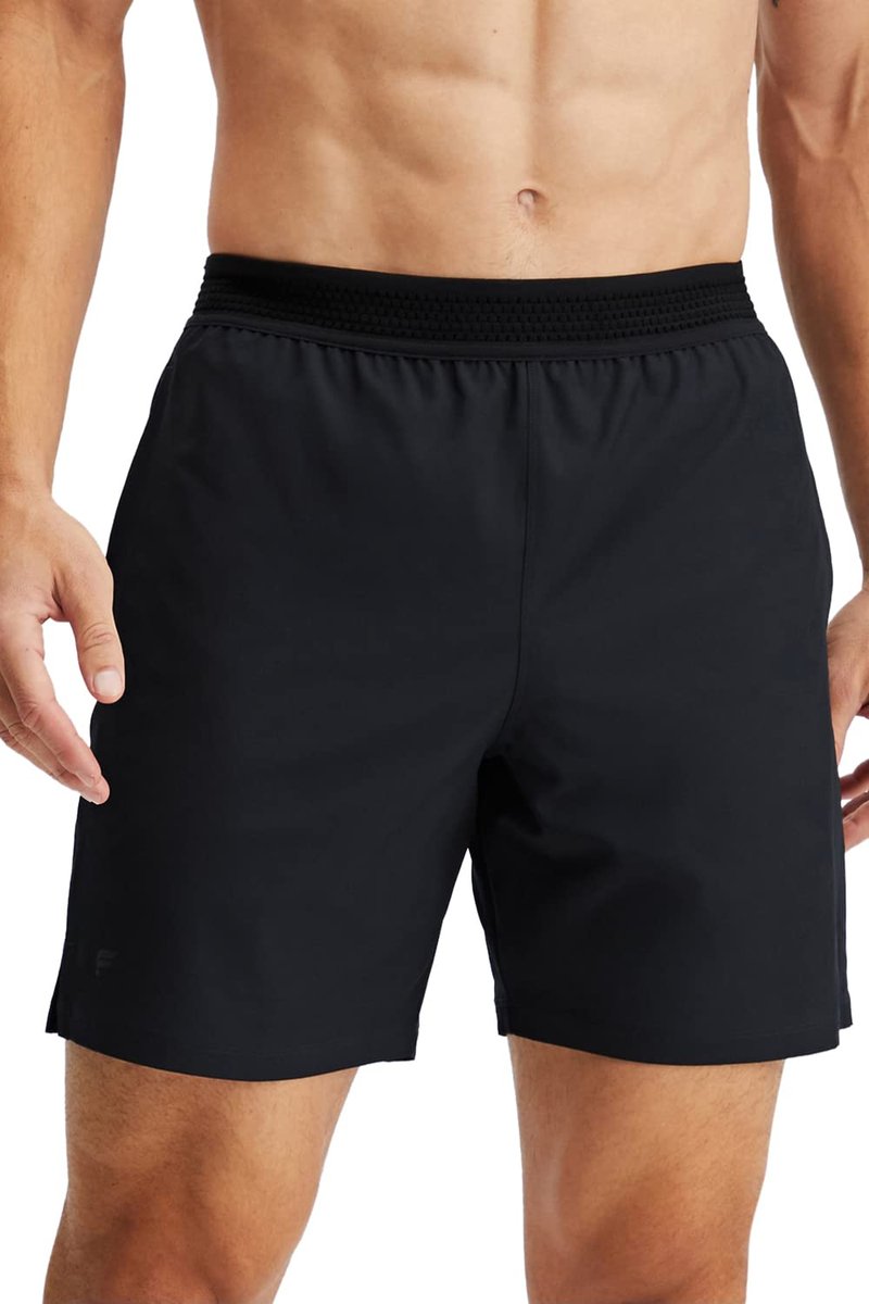 Fabletics Men's The Fundamental Short, Workout, Running, Training, Gym, Yoga, Ultra Lightweight, Athletic, 9" Inseam, L, Black