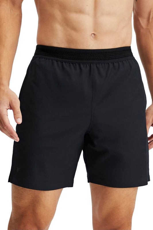 Fabletics Men's The Fundamental Short, Workout, Running, Training, Gym, Yoga, Ultra Lightweight, Athletic, 9" Inseam, L, Black