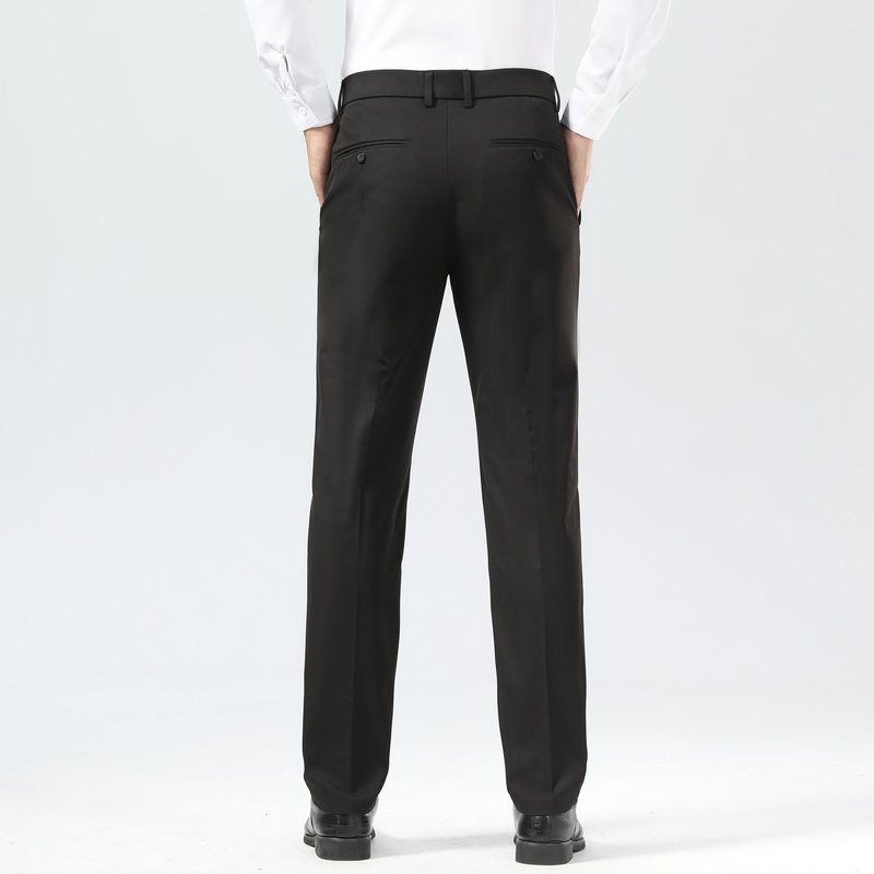 Plaid&Plain Men's Dress Pants Slim Fit Stretch Khaki Pants Wrinkle Free 8802 Black 34x28