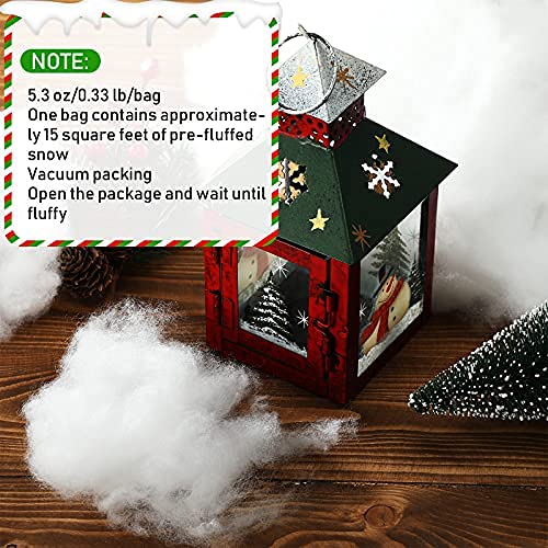 Tatuo 3 Bags Christmas Fake Snow Artificial Snow Blanket Fiber Fluffy Snow Indoor Snow for Christmas Tree Winter Mantle Village Decor, Nativity and Easy Christmas Display Decoration, 5.3 oz Per Bag