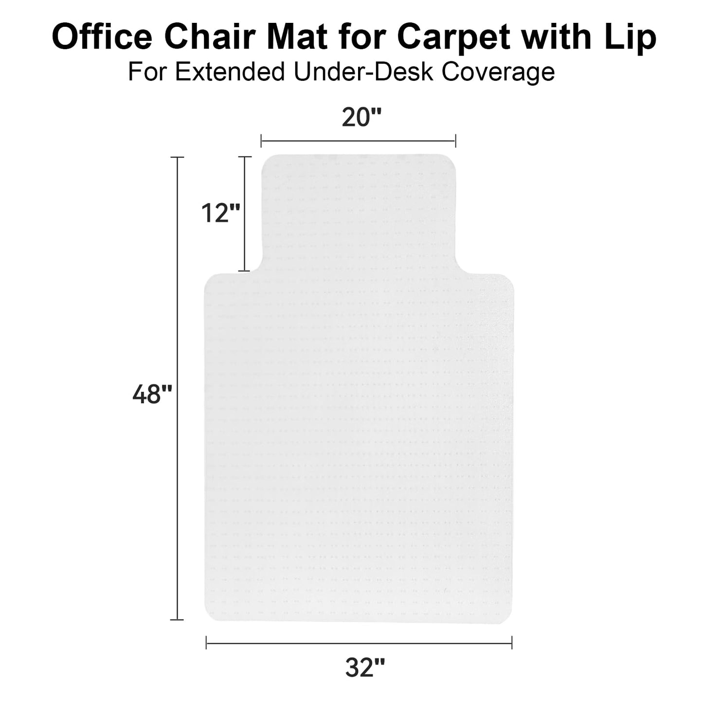 IMEASON Office Chair Mat for Carpet with Lip, Flat Shipping Heavy Duty Hard Clear Chair Mats, Under Desk Protector Floor Mat, Smooth Glide Plastic Rolling Computer ChairMat (32x48 Inch)