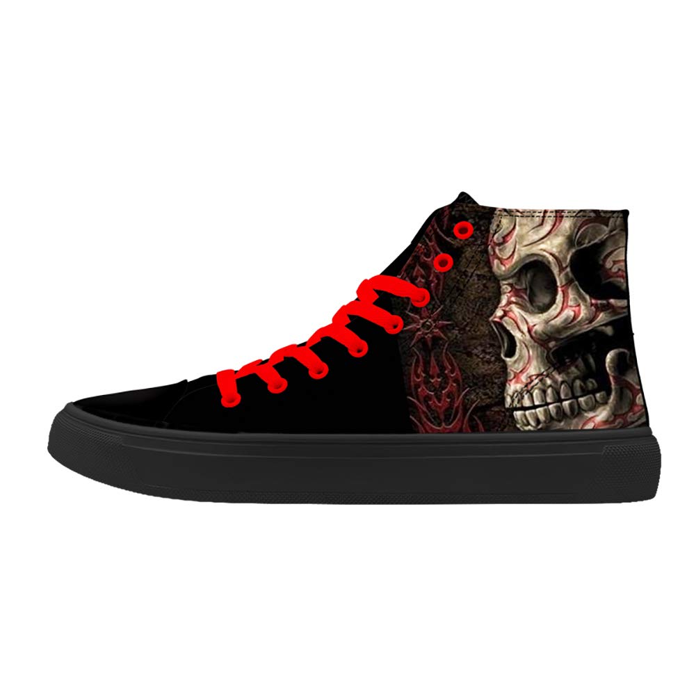 FIRST DANCE Skull Printed Shoes Men High Top Canvas Fashion Sneaker Punk Rock Joker Shoe Cool Black Shoes for Man,11
