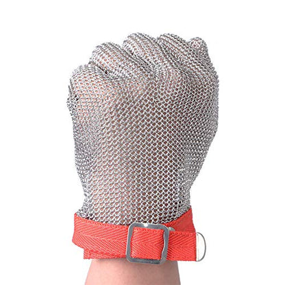 ThreeH Steel Mesh Gloves 304L Chainmail Cutting Gloves for Kitchen,Oyster Shucking,Meat Cutting and Wood Carving GL08 L(One Piece)