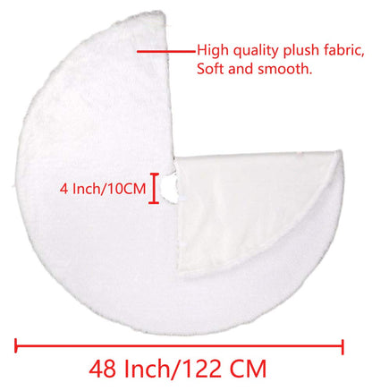 AISENO 48 Inch White Faux Fur Christmas Tree Skirt, Luxury Plush Tree Base Cover for Holiday Party and Home Christmas Decor
