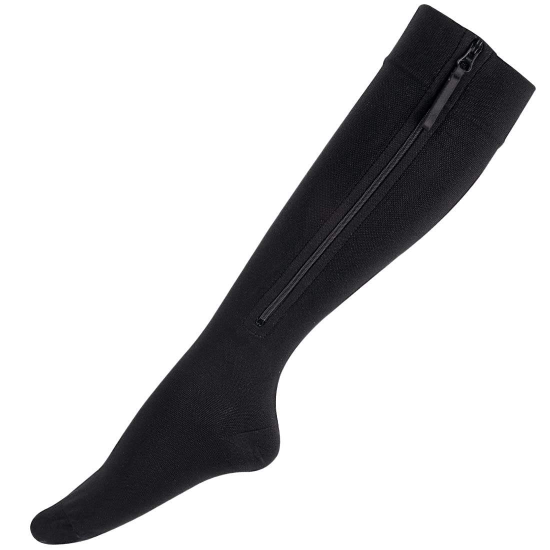Ailaka Zipper Compression Socks for Men Women - 20-30 mmHg Close Toe Knee High Medical Compression Socks with Zipper, Zip Up Socks for Varicose Veins, Edema, Recovery, Pregnant, Nurse (Black, 4XL)