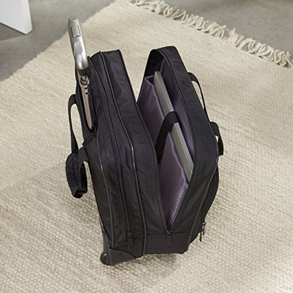 Amazon Basics Laptop bag with quick-rolling wheels and easy-access front pocket - fits Laptops up to 15.6 inch (39.6 cm), Black