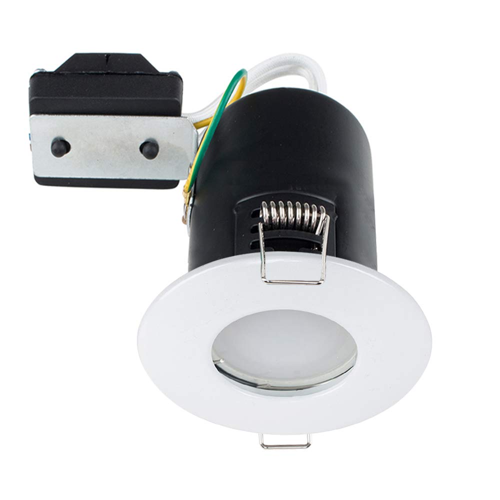 MiniSun | Fire Rated White Domed GU10 Ceiling Downlights | Bath Recessed Lighting, Home Décor & Improvement Essential | Pack of 6