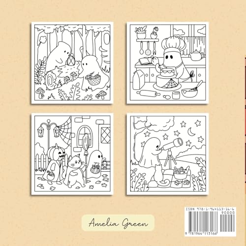 Spooky Cozy: Cute & Simple Coloring Book for Adults and Teens Featuring Adorable Characters, Creepy Creatures and Cozy Hygge Scenes for Relaxation
