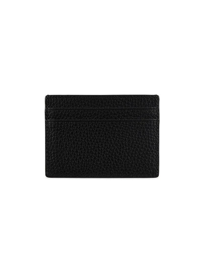 Bally, Logo Ribbon Leather Card Case, Black Bally Red Palladio