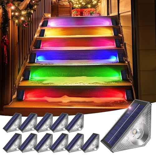 SOLPEX Solar Halloween Lights Outdoor, Solar Step Lights for Outside Waterproof IP65,Halloween Decorations Outdoor for Stair,Step,Patio,Yard,Deck,Walkway(12 Pack,RGB & Warm Cold White)