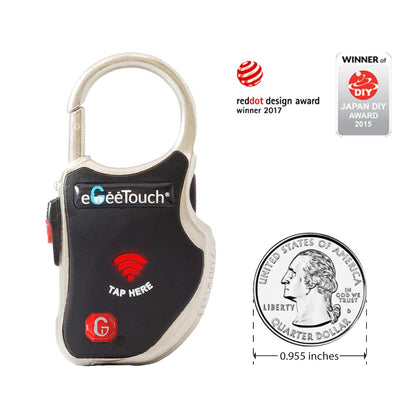 eGeeTouch Smart Travel Padlock with Patented Dual Access Technologies (NFC + BT), Vicinity Tracking, etc. (BLACK)