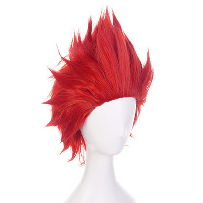 ANOGOL Hair Cap+ Short Red Anime Cosplay Wig Angry Wig Synthetic Red Crazy Hair Angry Outfit Short Spiky Wigs for Men Halloween Christmas Party Costume