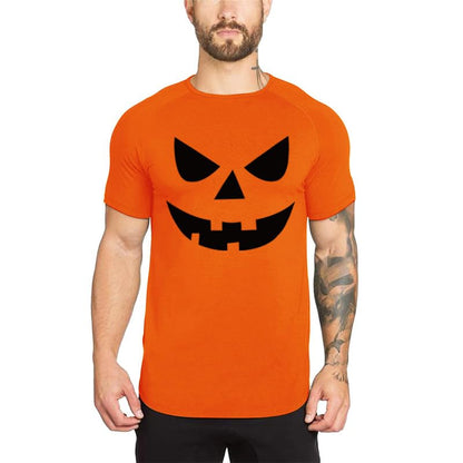 Mens Halloween Vector Costume Gym Workout Slim Fit Short Sleeve T-Shirt Cotton Performance Athletic Shirts Running Fitness Tee(OG 3XL)
