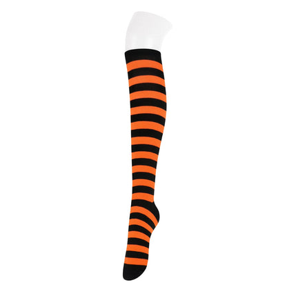 Orange and Black Striped Socks Womens Halloween Sock Woman Halloween Knee High Socks Orange Striped Sock Witch Costumes